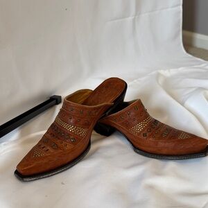 Old Gringo Parade of Studs Brown Leather Western Mule Size 8.5
